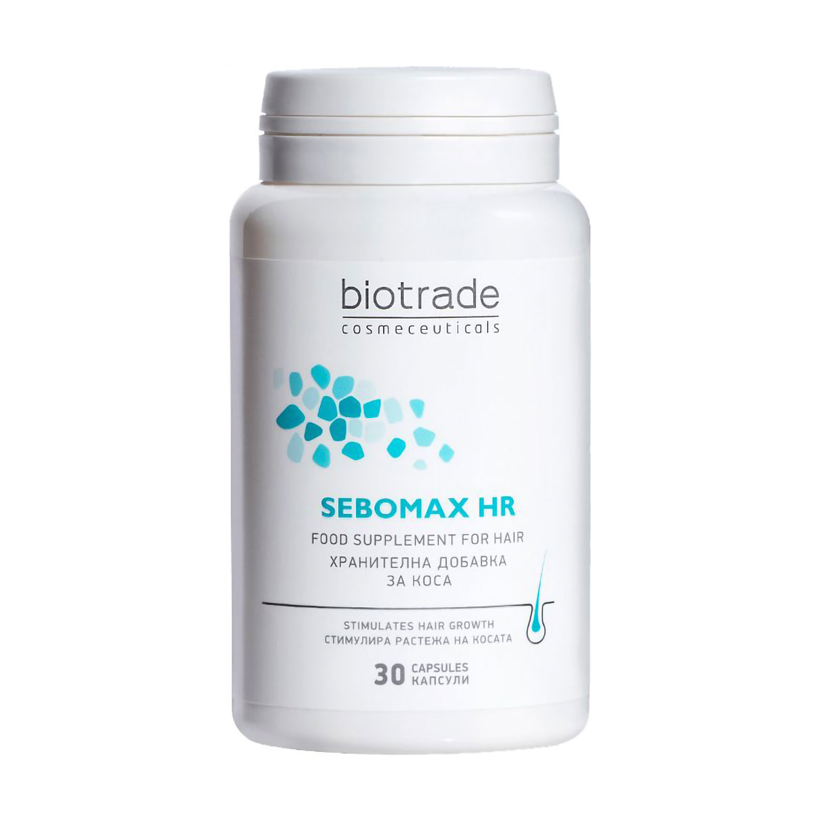 Вітамінно-мінеральний комплекс Biotrade Sebomax HR при випаданні волосся, з біотином, цинком та селеном, 30 капсул